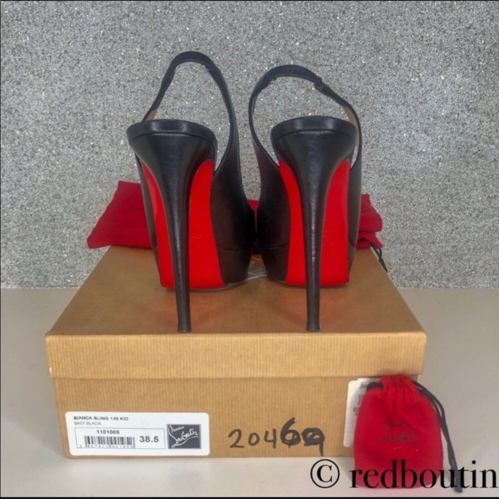♥️Sold Louboutin Bianca Sling 140mm Pumps 38.5 - Picture 5 of 8